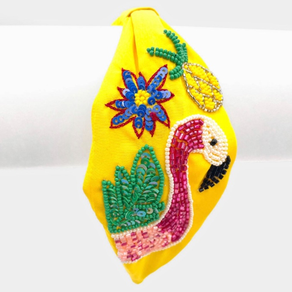 Flamingo Seed Bead Headband